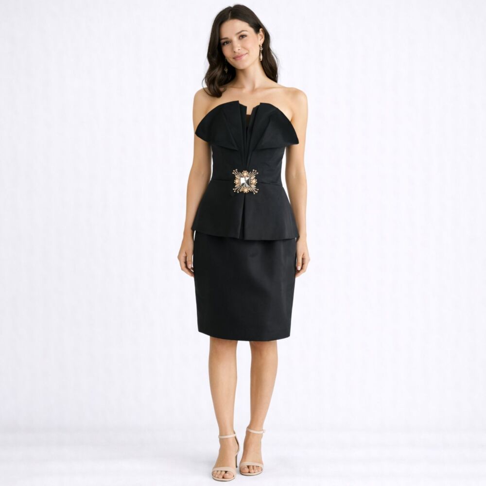 A.B.S Collection by Allen Schwartz Strapless Cocktail Dress Black 10